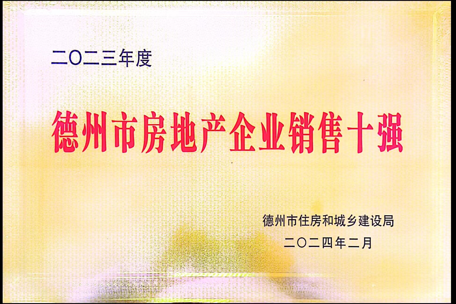 2023年度德州市房地产企业销售十强